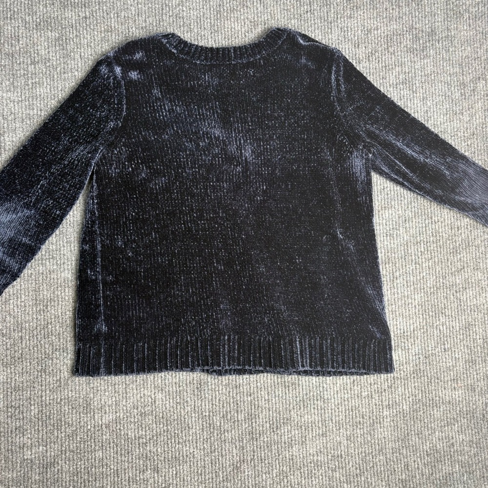 Orvis Chenille‎ Cozy Crew Neck Sweater Women's XL Navy Blue Textured Relaxed Fit